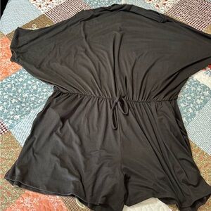 Black Romper with Drawstring Waist
